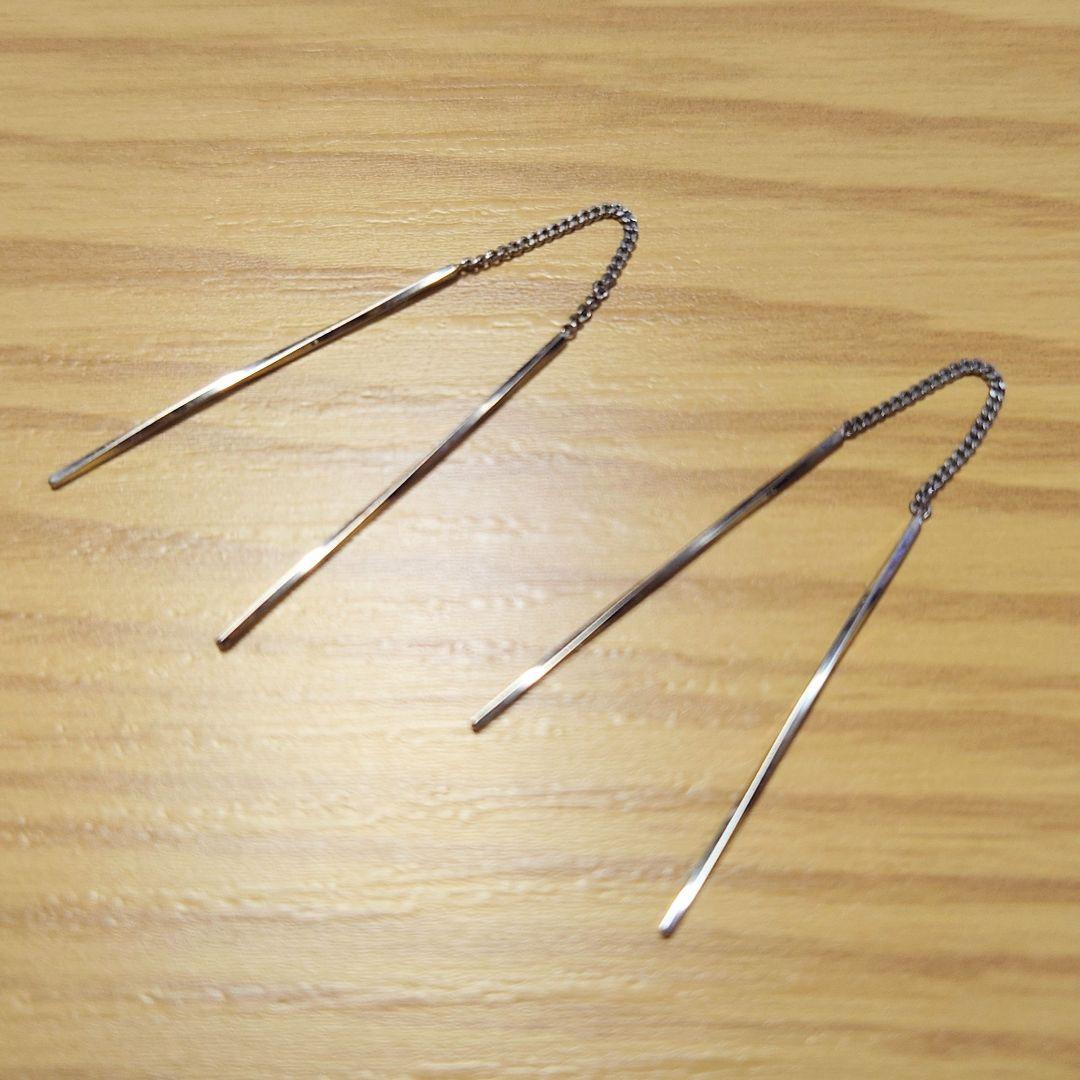 プラチナ PT850 ピアス　ツツミ　アメリカンピアス　チェーンピアス