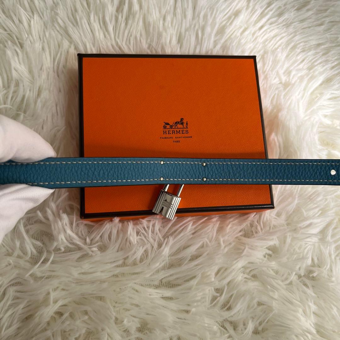 新品 HERMES エルメス ケリー 首輪 犬用 ペット用品 ブルー 箱タグ付