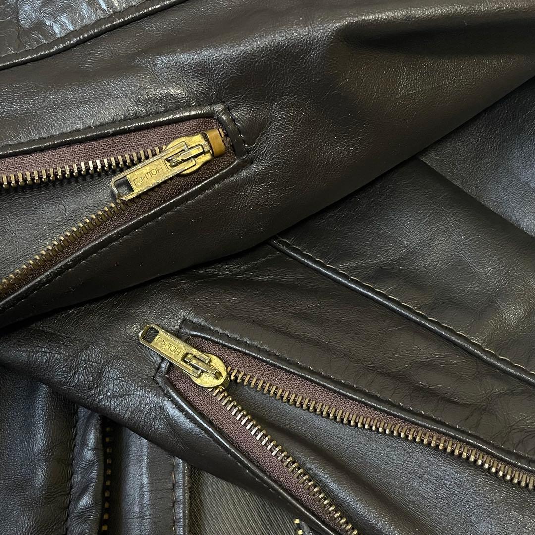 Shott ショット シングルライダースジャケット 茶　38 レザージャケット