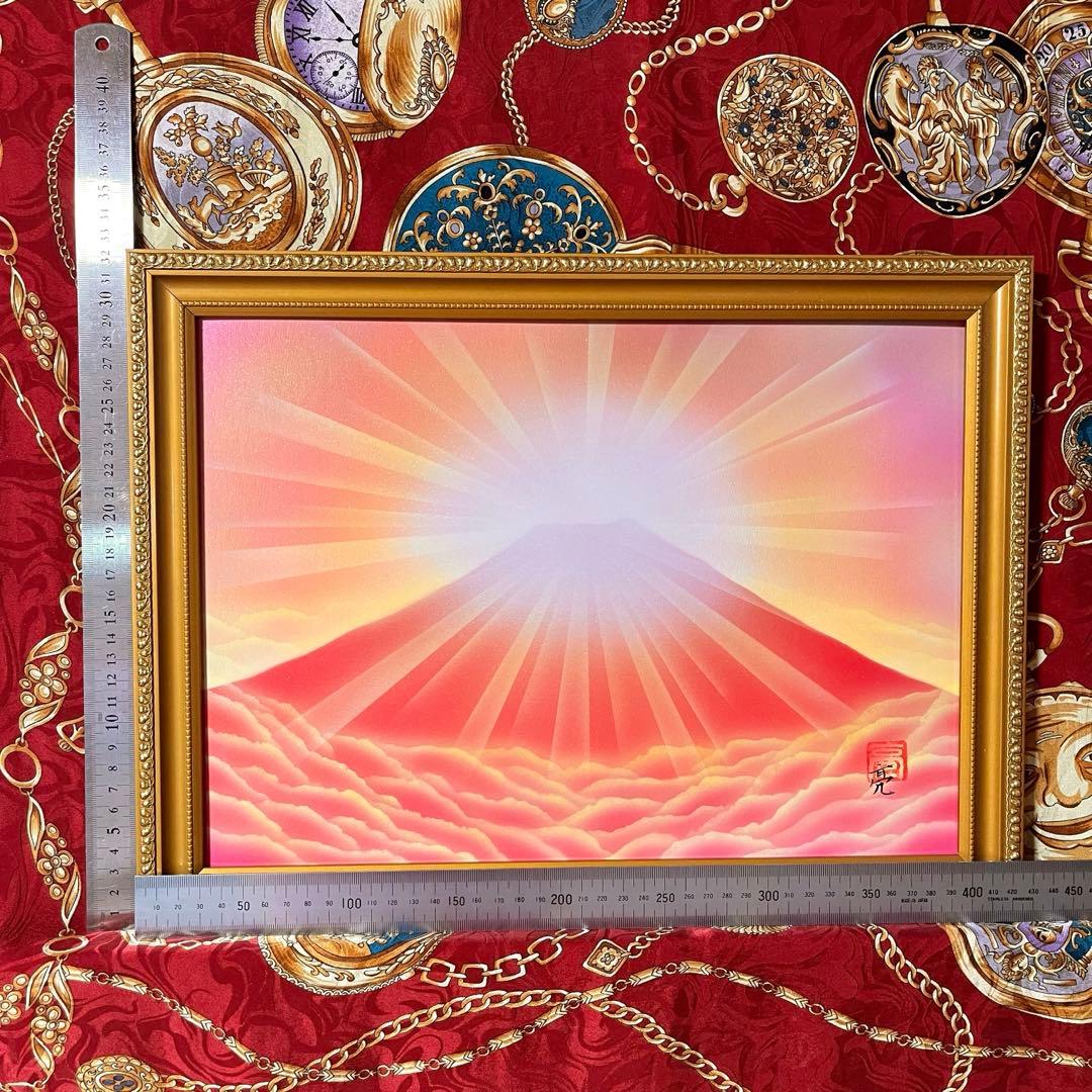 富士山絵画風景画新春セール｜ダイヤモンド赤富士八二判額縁 風水金運恋愛運安産祈願
