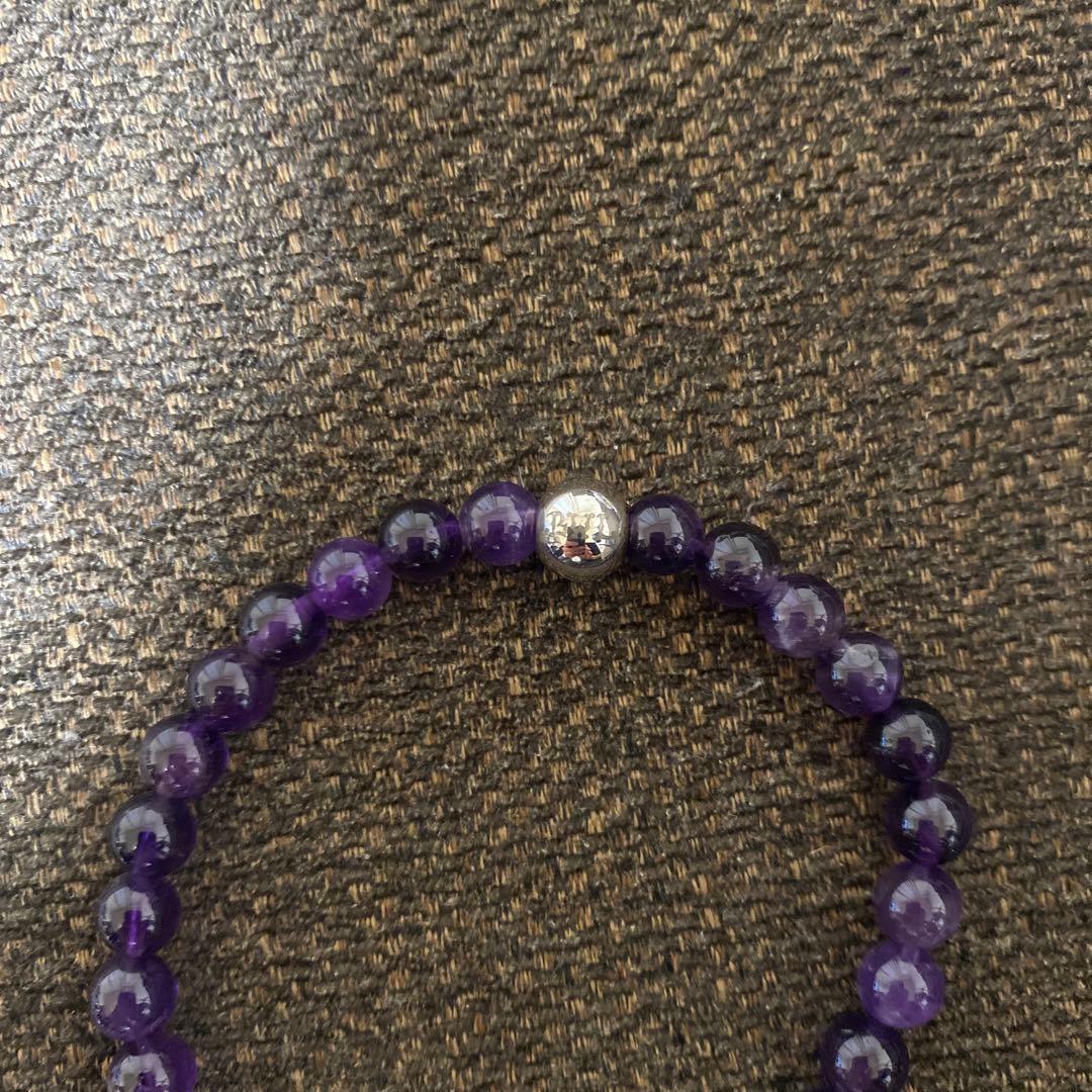 BWL アメジスト クロスボーン　スカルチャーム ブレスレット　サイズM