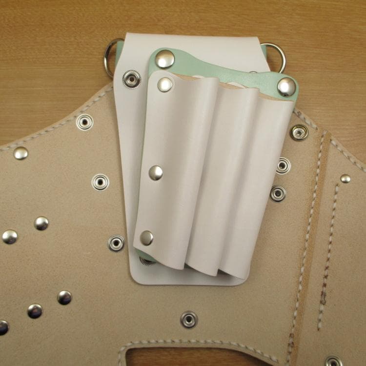 ホワイト＆空色　６丁差し　本革シザーケース　SCA-100/CWD