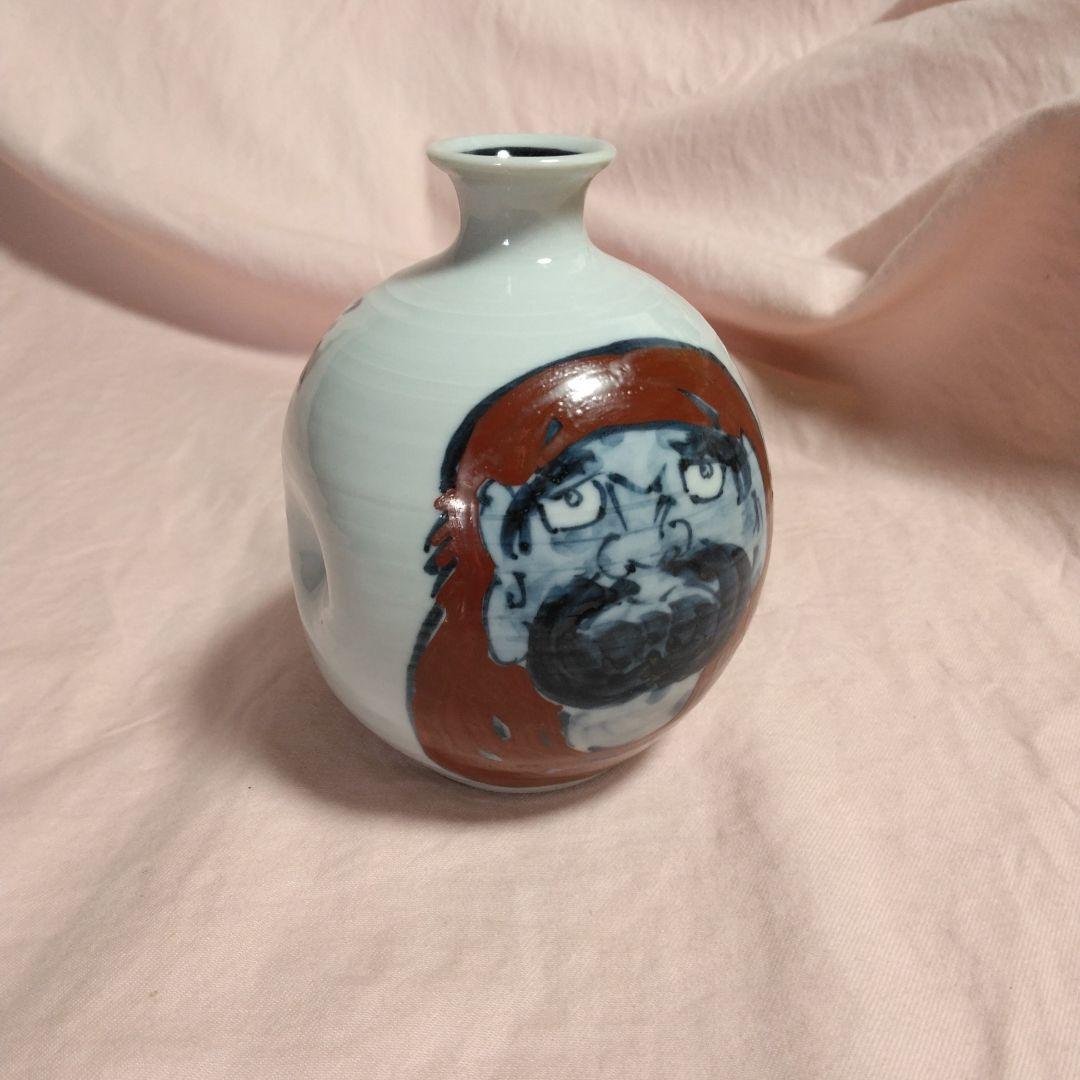 清水焼　六齋窯　村田幸之介作　赤達磨徳利