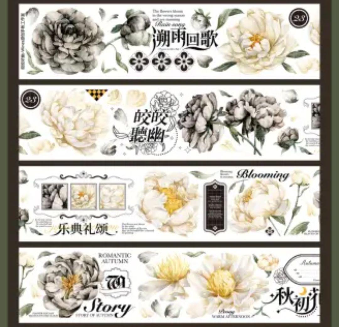 巻売 602★ 海外 マスキングテープ マステ PET 花 装飾 贝壳光