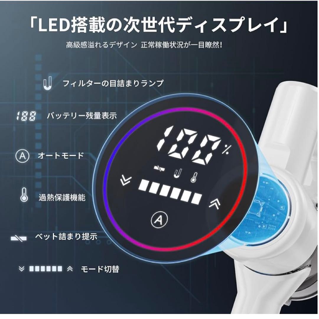 掃除機 コードレス AI 70Kpa LED 65分連続 液晶 PSE 充電