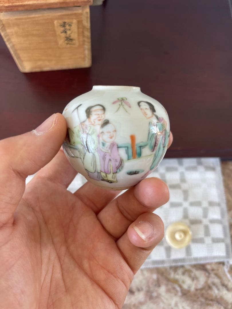 希少美品　粉彩茶入　中国清時代