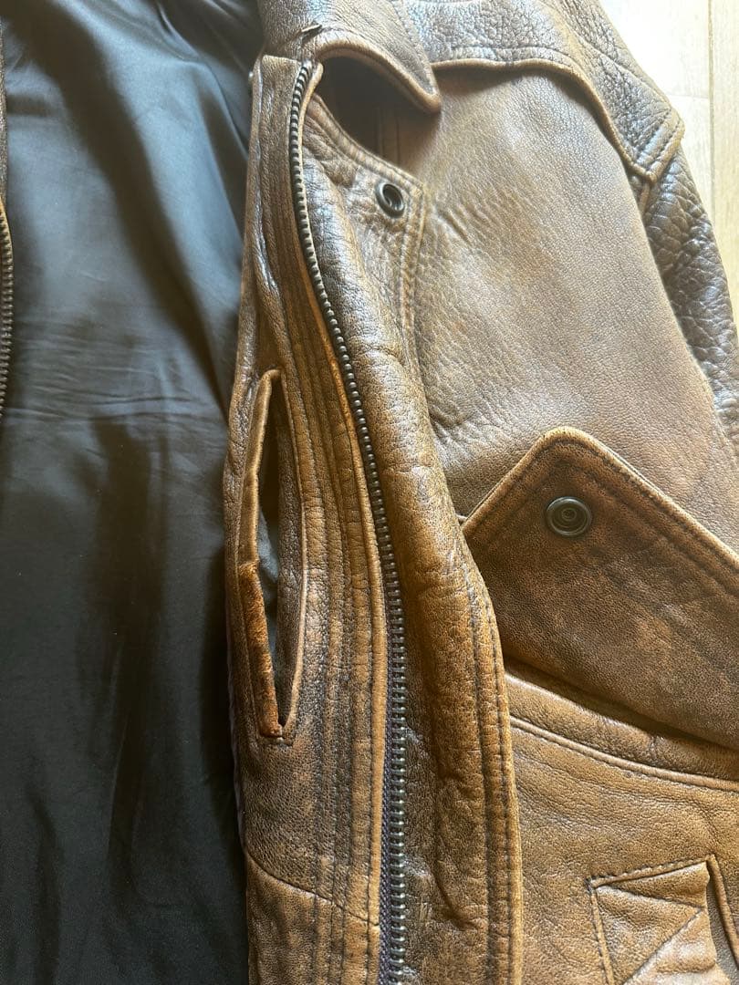 ブラウンレザー ボア付きG1？ジャケットLL