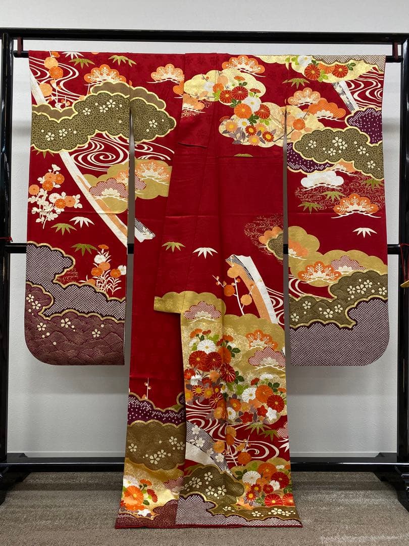 振袖 長襦袢 袋帯 3点セット 青柳 身丈 172cm ガード加工済