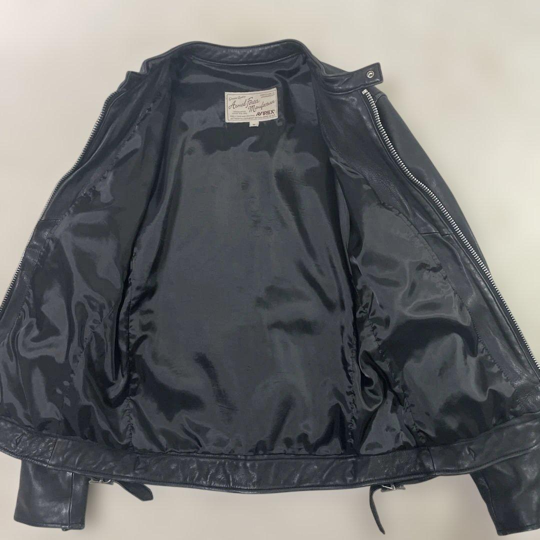 アヴィレックス ラムレザージャケット シングル M