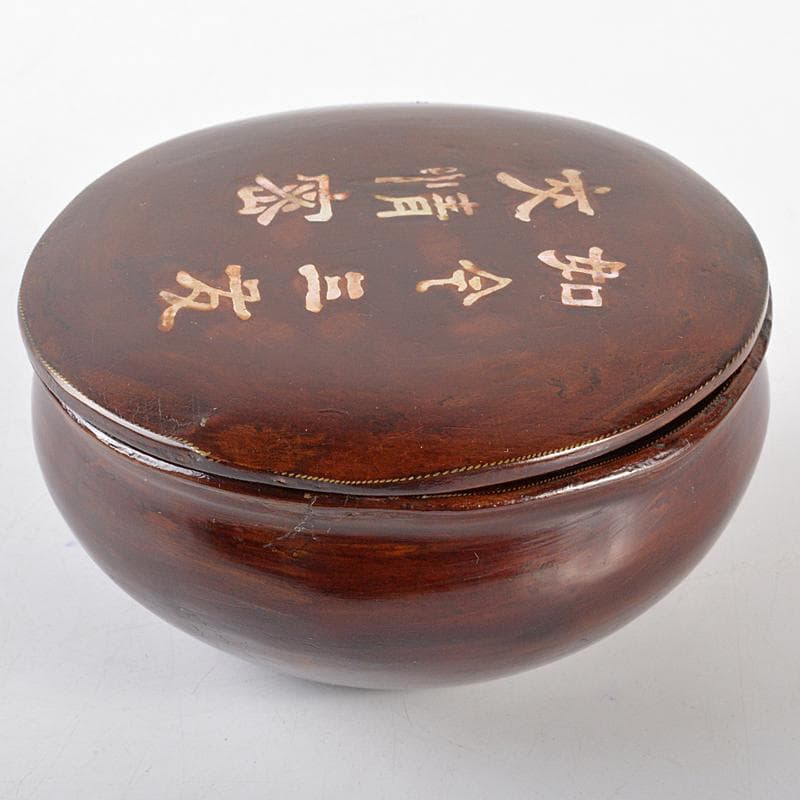 茶道具　漆塗　青貝文字　茶器　蓋物　時代箱付　M　R5487