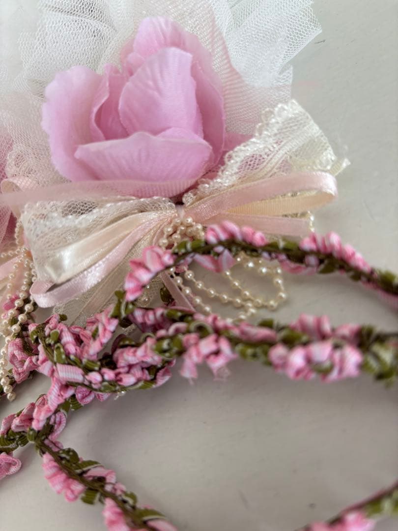 アンティーク雑貨 Pink Rose Long Trim