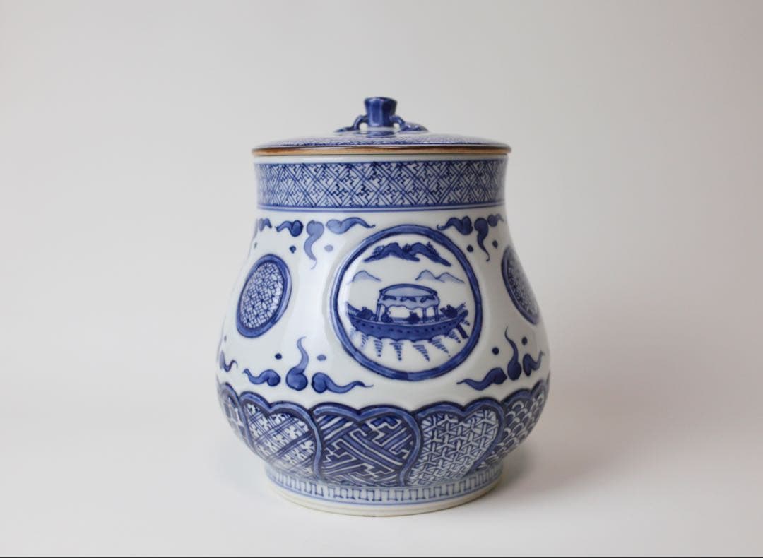 平安壹楽 山本壹楽 染付 水指 彫入水指 茶道具 煎茶器 抹茶