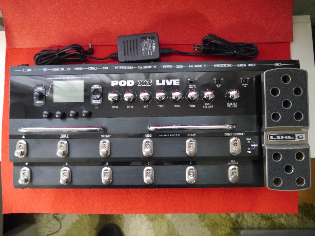 【中古】LINE6 POD X3 LIVEギターエフェクター 純正電源アダプタ付
