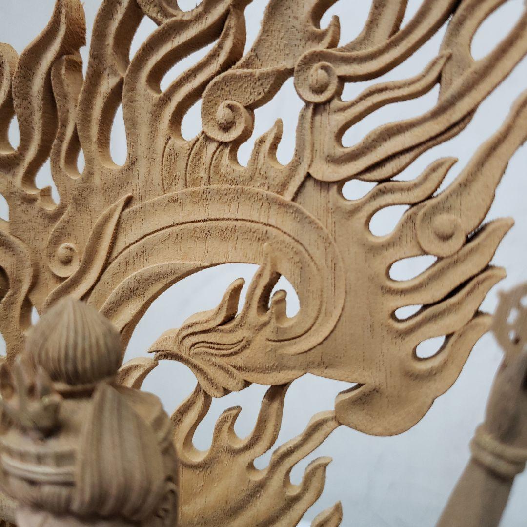 Ｂフライデー蔵出し特価上彫り仏像◆楠材 烏枢沙摩明王5寸立 眼入金泥◆五大明王