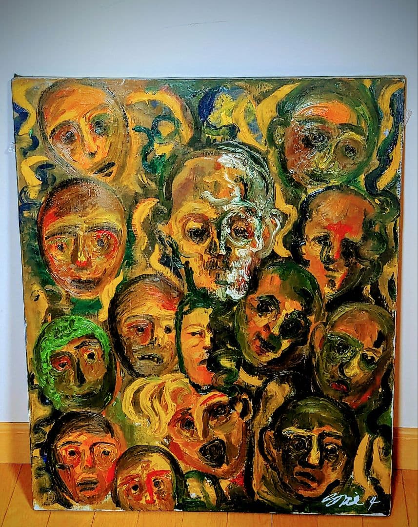 H*O様 抽象画 顔の集合 油彩画