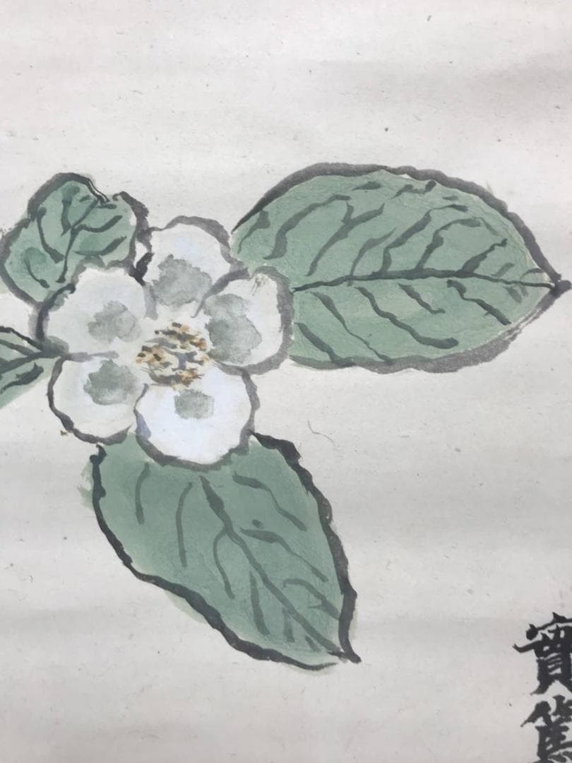 【真作】武者小路実篤/花図/横物/掛軸/名家伝来/AC-143