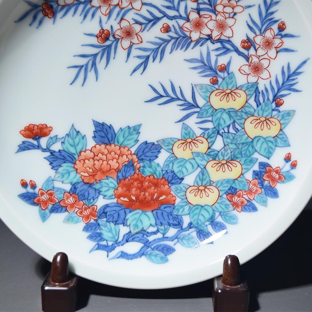 有田焼 色鍋島 人間国宝 十三代 今泉今右衛門 飾り皿 絵皿 骨董品 和食器