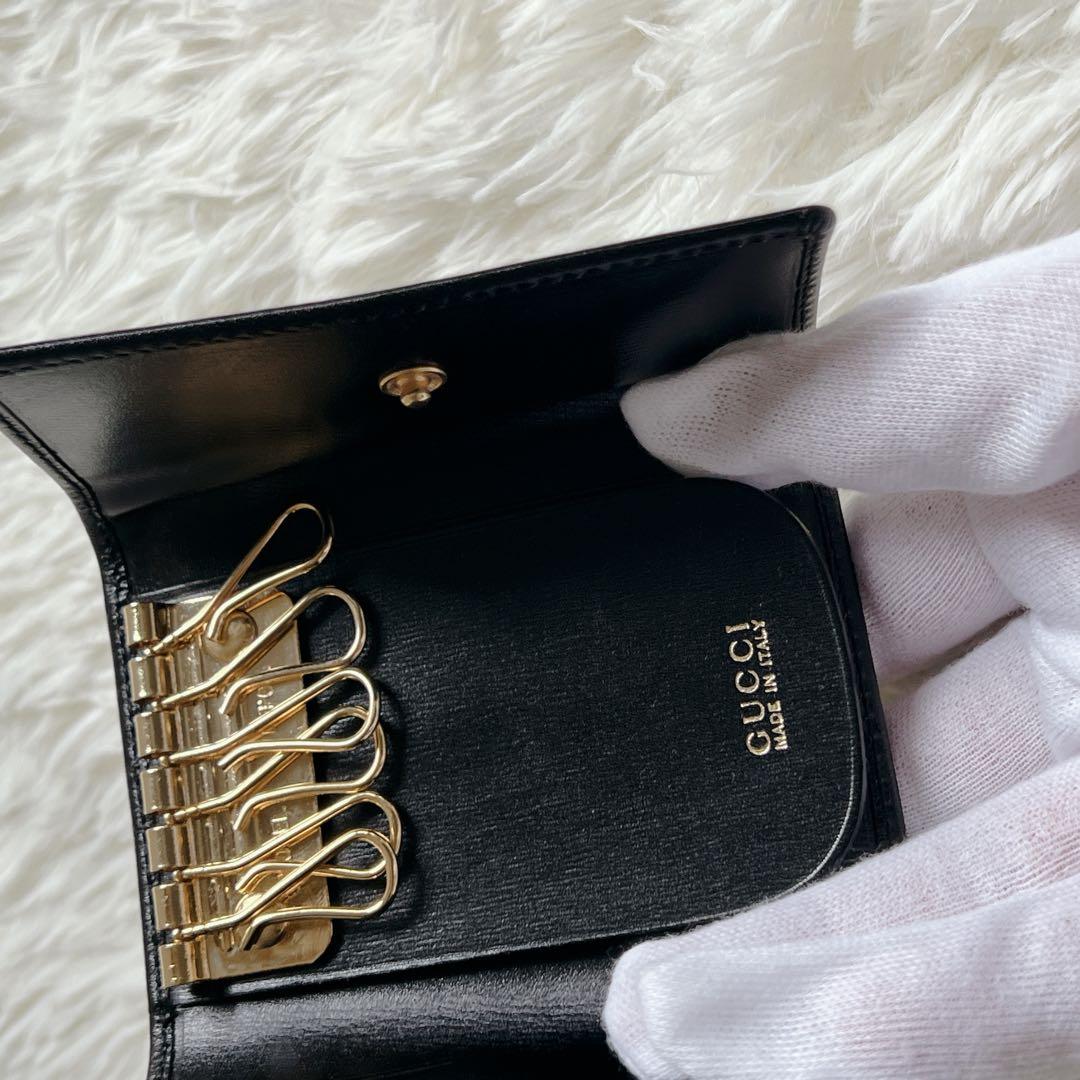 新品■GUCCI グッチ レザー 6連 キーケース レディース メンズ ブラック