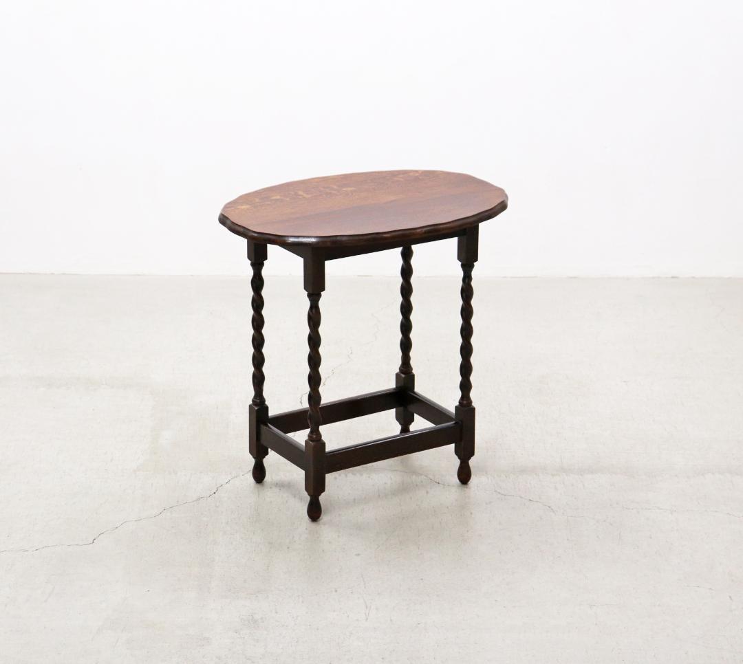 英国 イギリス ヴィンテージ ツイストレッグ オーク無垢材 サイドテーブル