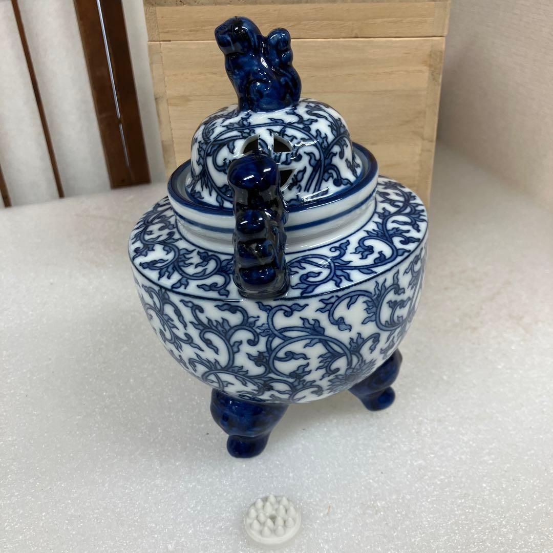 茶道具　香炉　染付　香炉　烝窯　N223AK