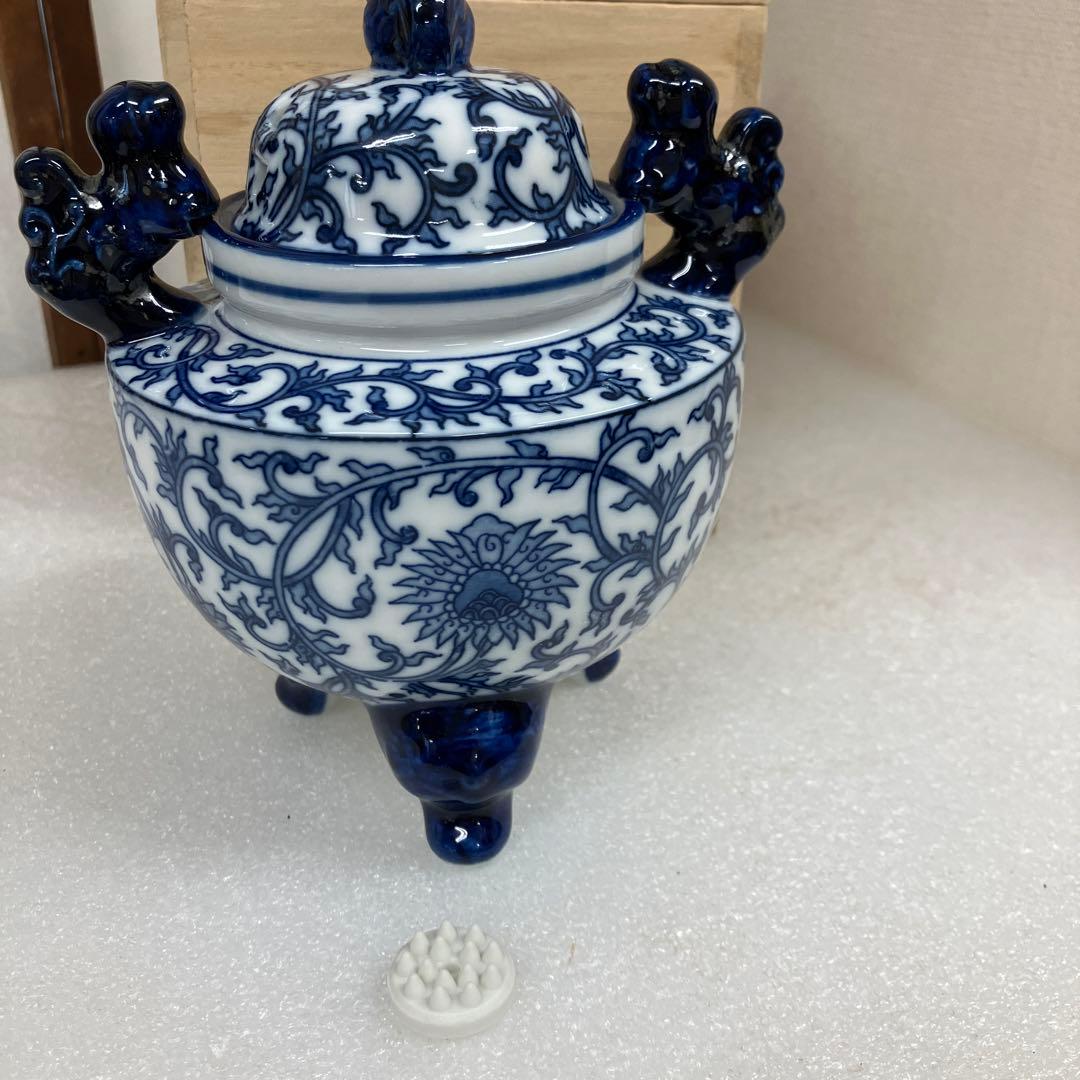 茶道具　香炉　染付　香炉　烝窯　N223AK