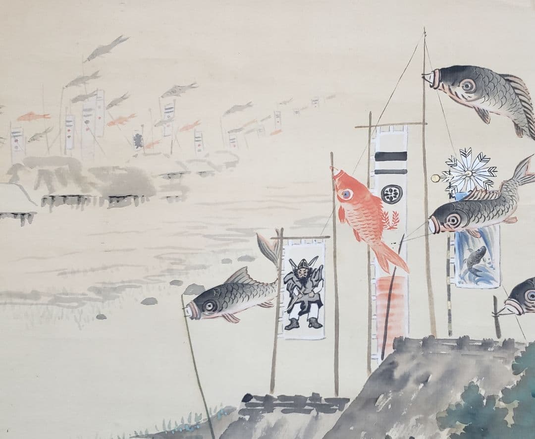 【童陣営合戦図】玉盈 714 端午の節句 金太郎　掛け軸　肉筆