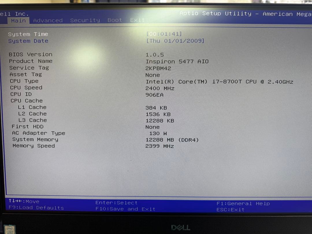 ディスプレイ・モニター本体 Inspiron5477 AIO Intel Core i7-8700TDDR4