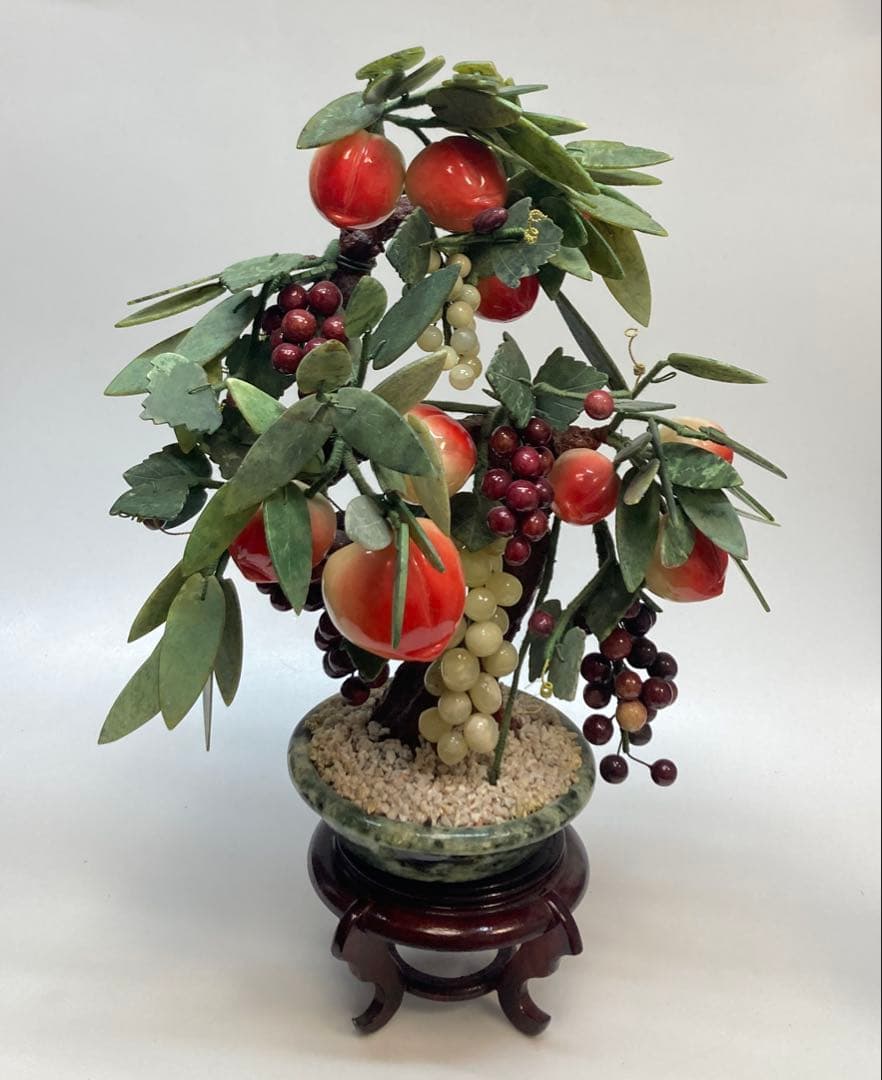 中国美術　天然石　玉石盆栽