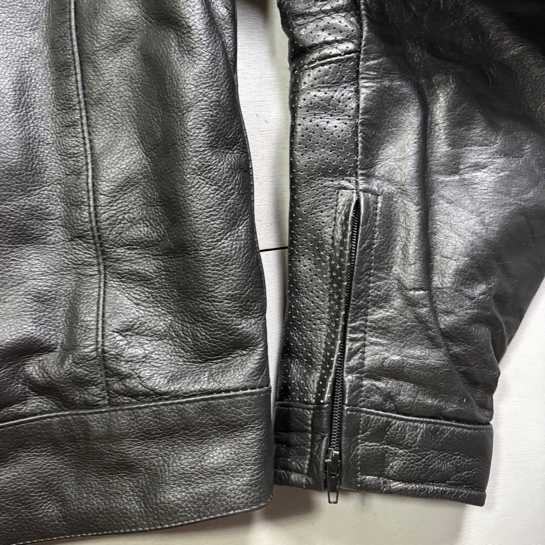 vintage レザーライダースジャケット　パンチングレザー　本革オールレザー