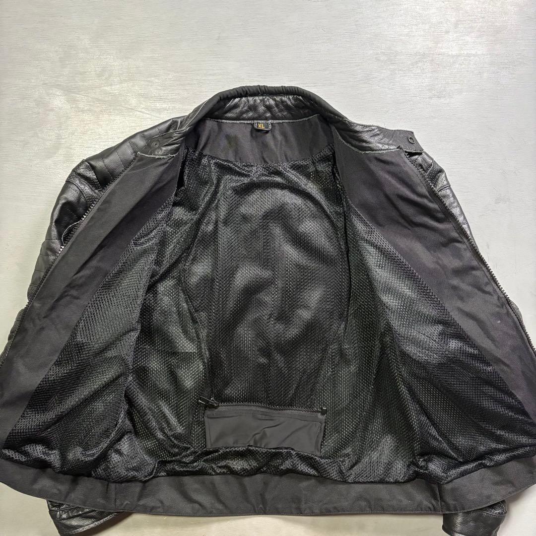 vintage レザーライダースジャケット　パンチングレザー　本革オールレザー