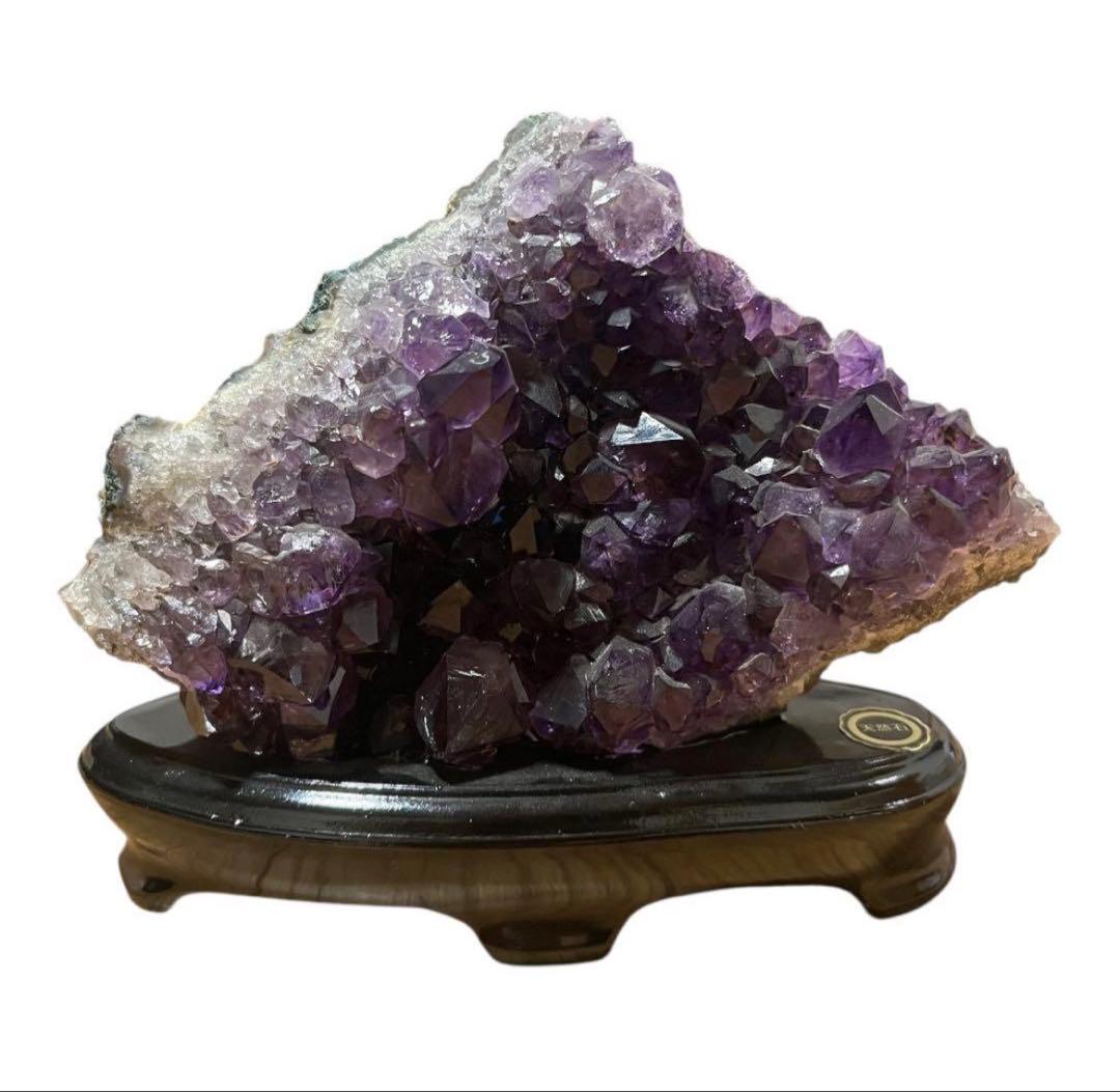 天然石 アメジスト クラスター 金鉱石入り 台座付き