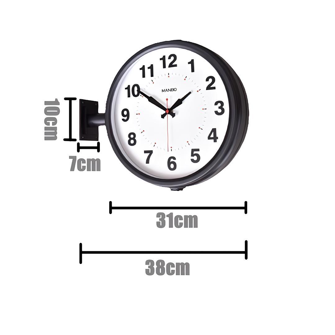 両面掛け時計ｍａｎｂｏ 両面掛時計－文字盤直径27CM 非電波 (ブラック)