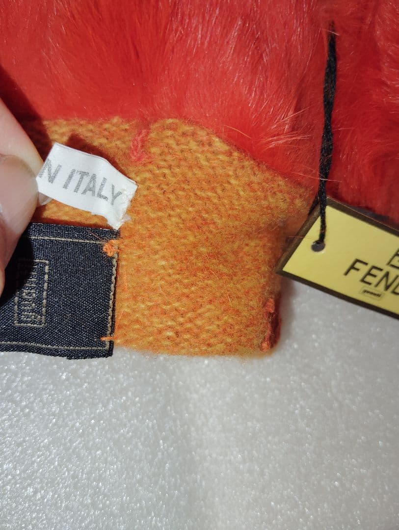 新品未使用タグ付 FENDI フェンディ ファー付手袋 オレンジ