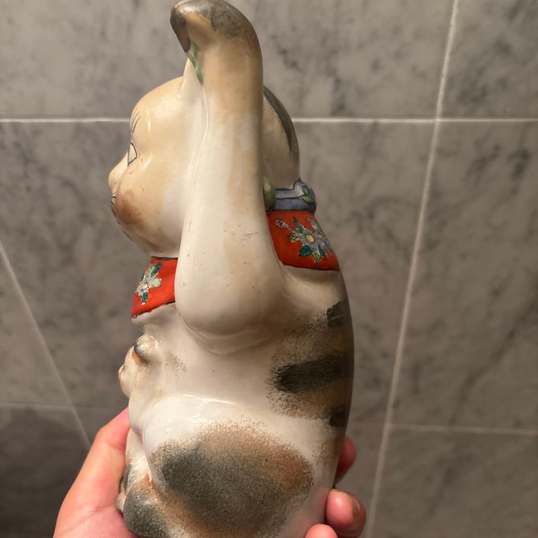 アンティーク伊万里　インパクトのあるお顔が忘れられなき親子の招き猫