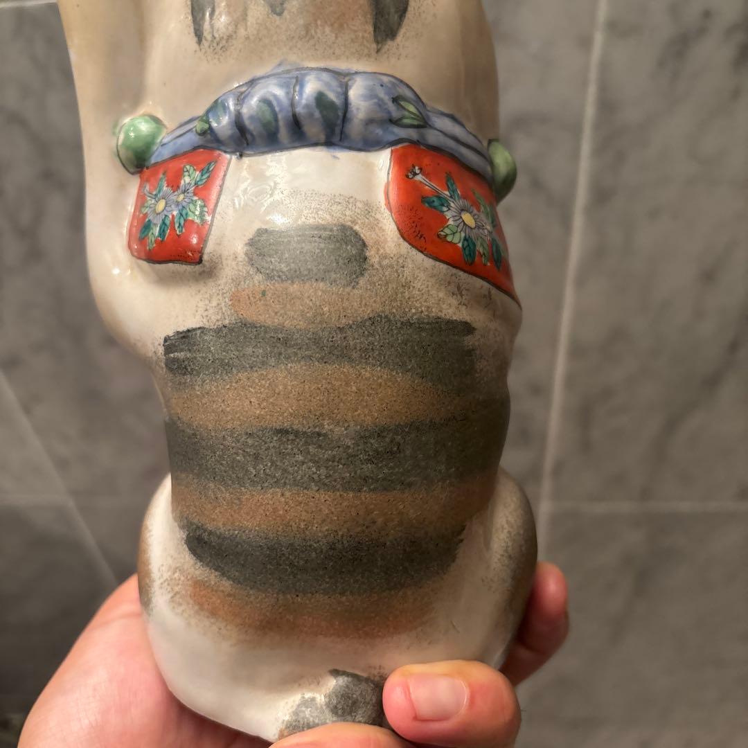 アンティーク伊万里　インパクトのあるお顔が忘れられなき親子の招き猫