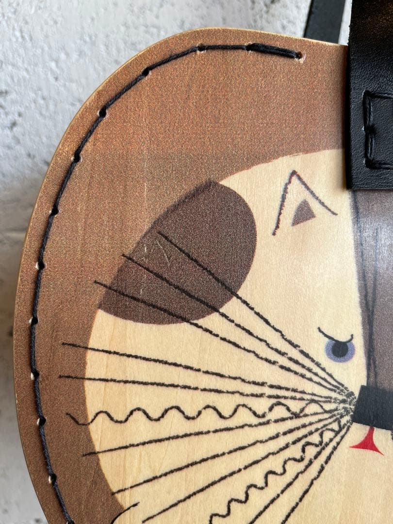 Aiken Drum エイキンドラム ウッドバッグ　寝転ぶネコ ハンドバッグ