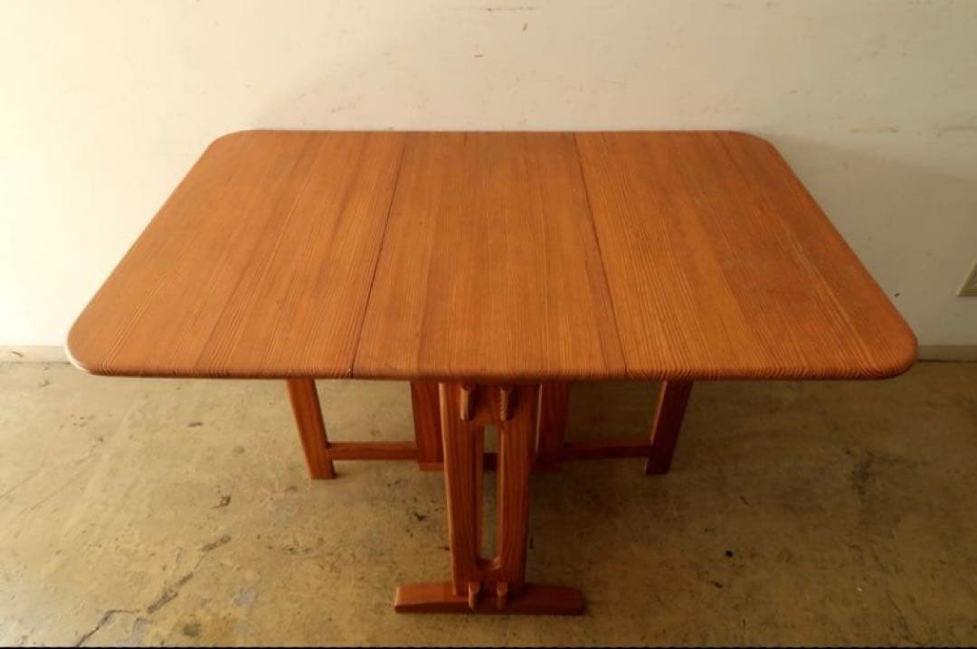 ヴィンテージ　木製　バタフライテーブル　古家具　折りたたみ　伸長　ダイニング　机