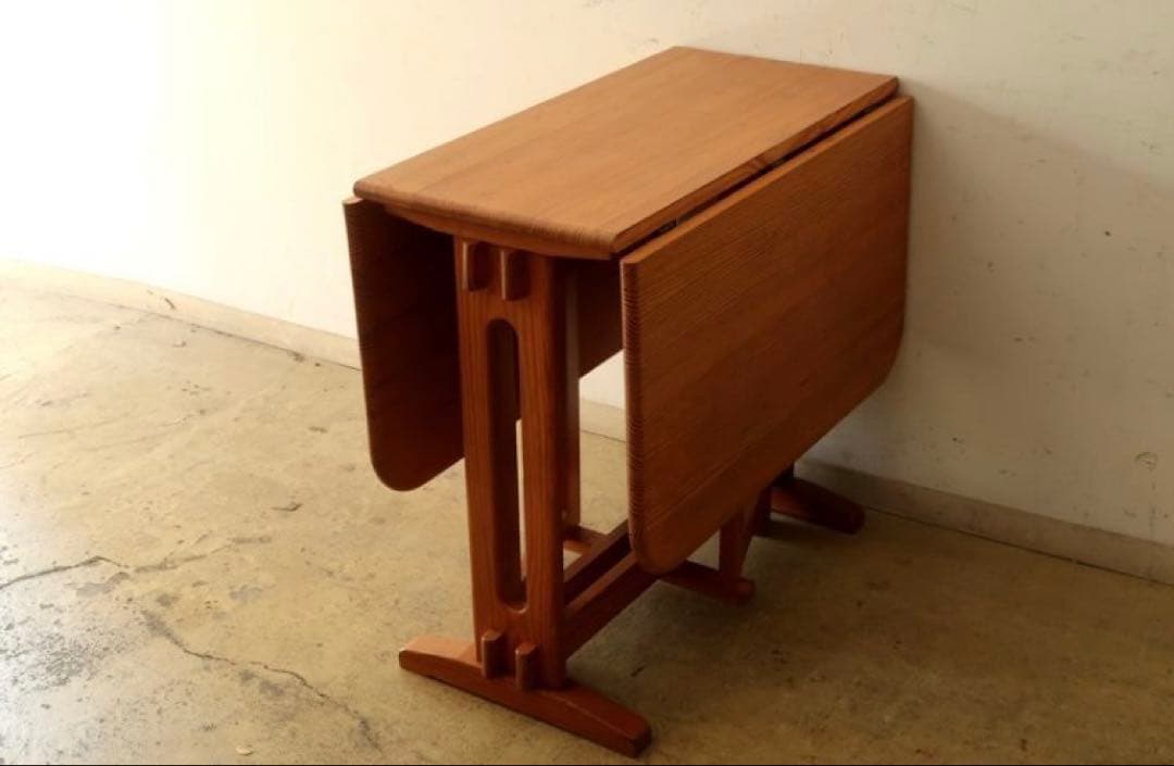 ヴィンテージ　木製　バタフライテーブル　古家具　折りたたみ　伸長　ダイニング　机