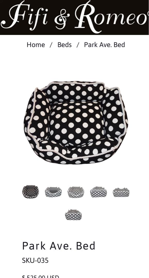未使用品FIFI&ROMEOフィフィロメオ☆ドット柄ベッド水玉クッションペット