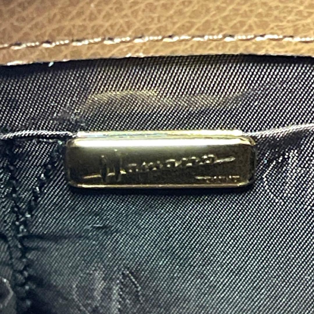 【HAMANO】濱野皮革工藝 キャメルブラウン レザー ゴールド金具ハンドバッグ