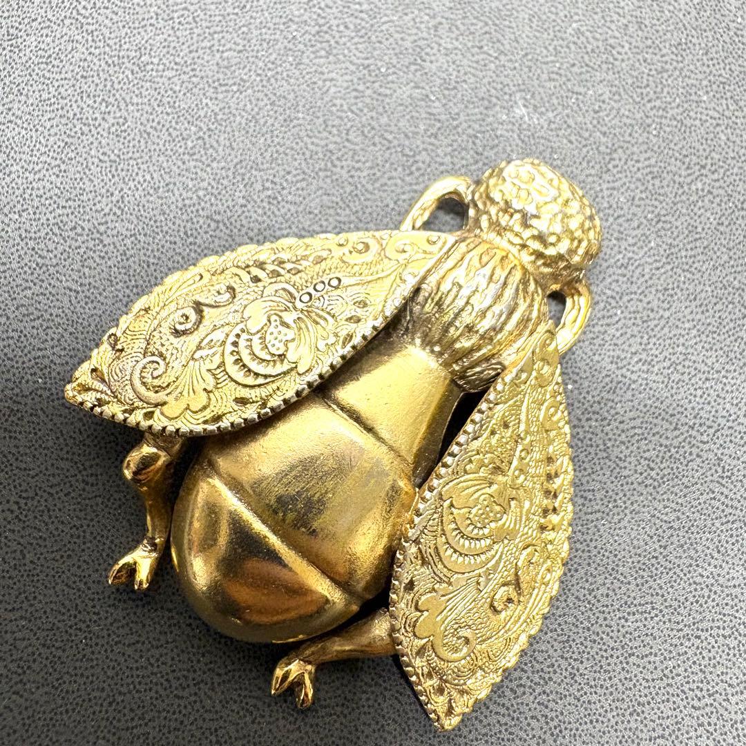 美品✨ディオール ブローチ 蜂 モチーフ デザイン 大ぶり ゴールド