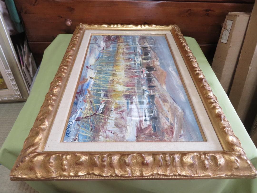 ◆岡田又三郎　「雪の湖畔（山中湖）」　油彩　M10号　日展理事　日本芸術院賞◆