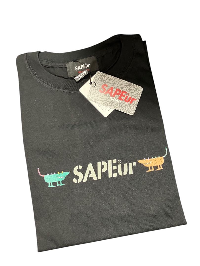 ★【限定】サプール SAPEur センターロゴマスコットラジオTシャツ XXL黒