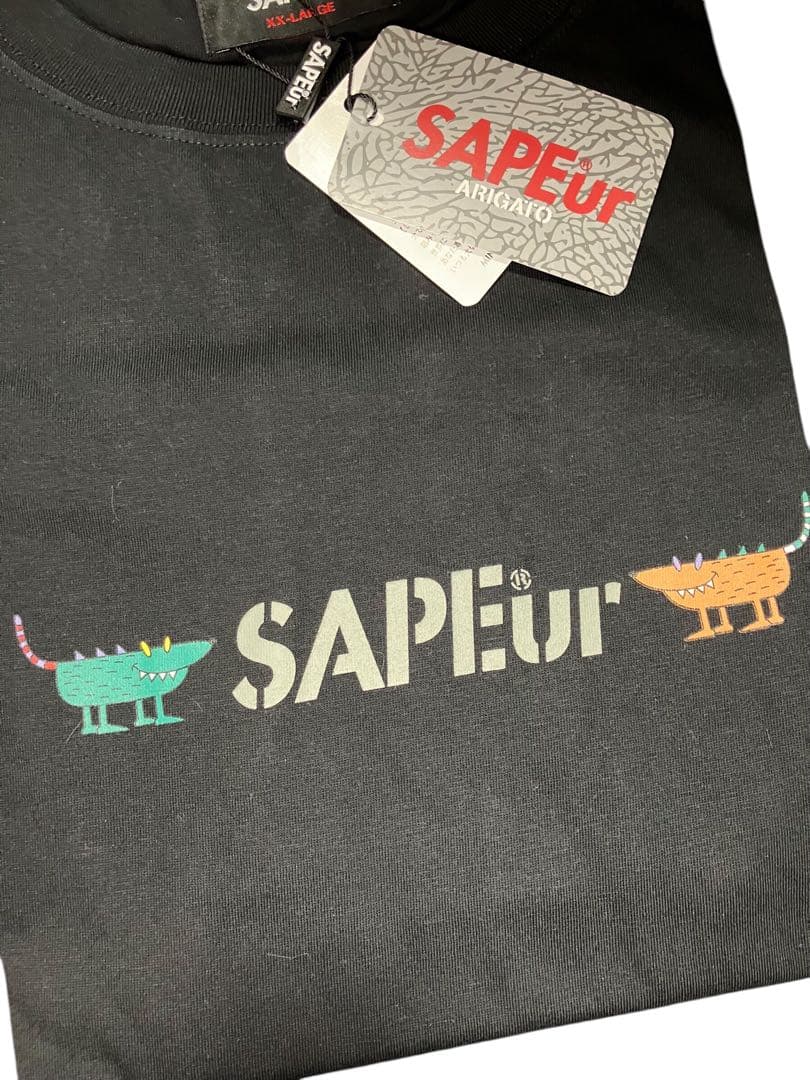 ★【限定】サプール SAPEur センターロゴマスコットラジオTシャツ XXL黒