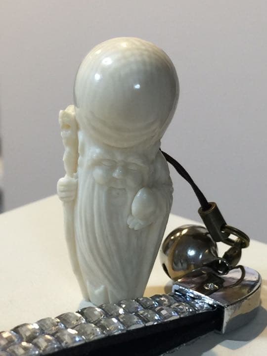 縁起物 天然物 七福神 寿老人 ストラップ