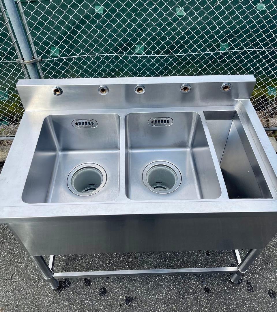 ステンレス2槽ダスト付きソイルドシンク　流し台　1030×600×800