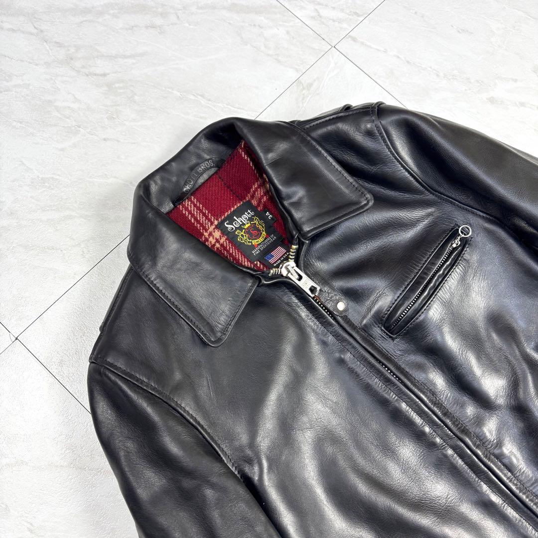 美品 schott 6103us シングルライダース　ホーウィンレザー 34 黒