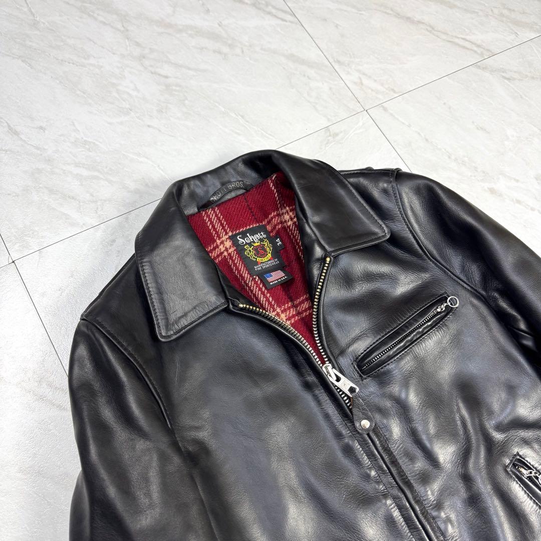 美品 schott 6103us シングルライダース　ホーウィンレザー 34 黒