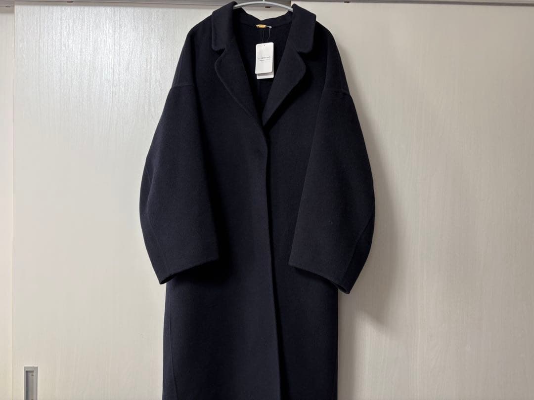 びすけ☆未使用☆ウールアンゴラ リバーコート　ネイビー　36