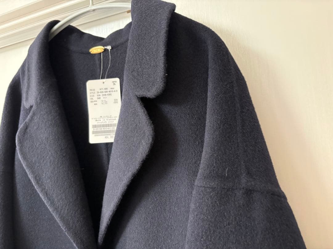 びすけ☆未使用☆ウールアンゴラ リバーコート　ネイビー　36